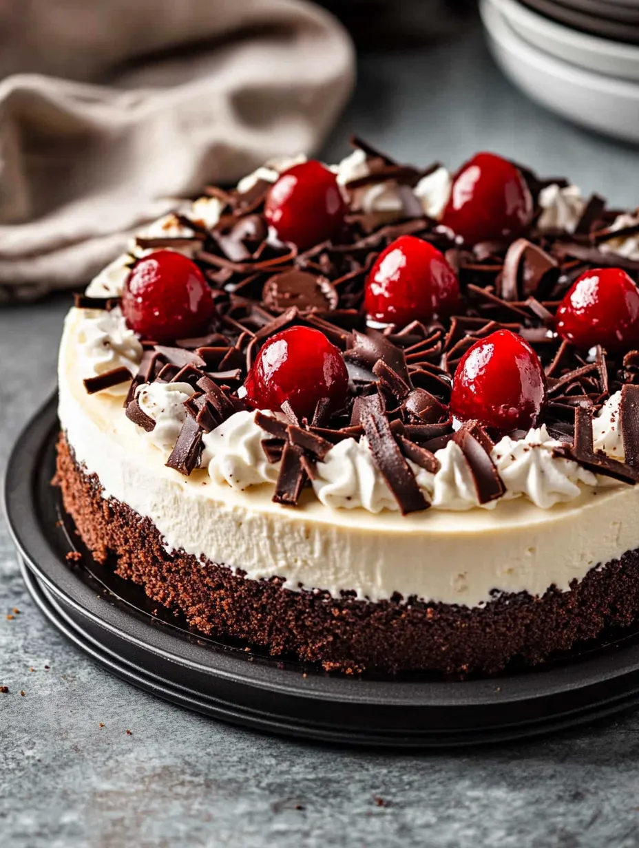 Ein Stück Kuchen mit Schokolade und Erdbeerbelag.