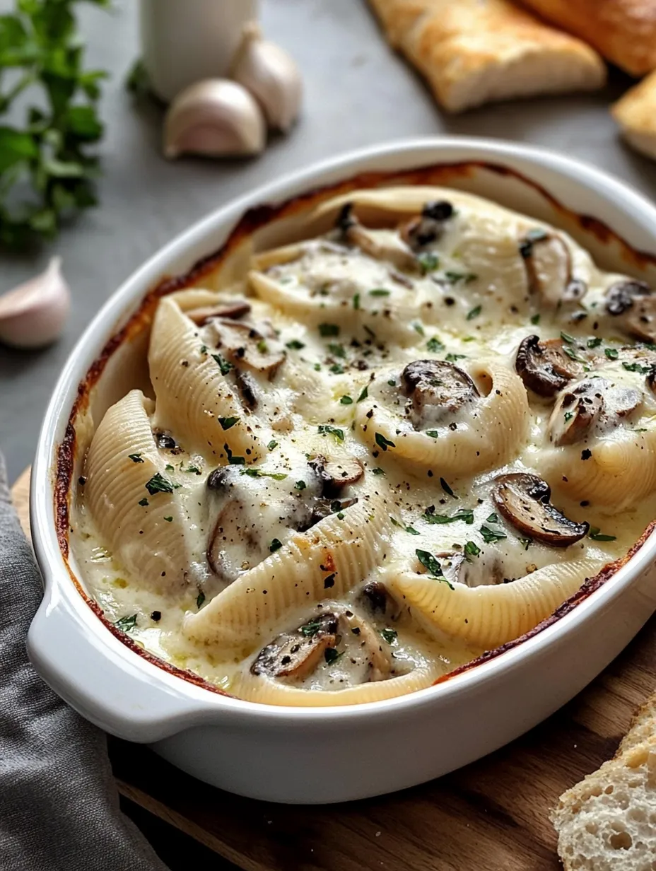 Eine Schüssel Nudeln mit Pilzen und Käse.