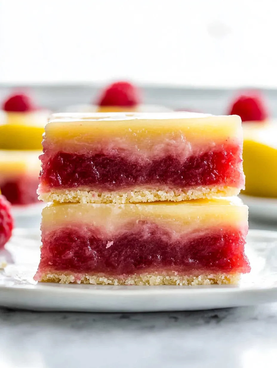 Ein Stück Kuchen mit Himbeeren obendrauf.