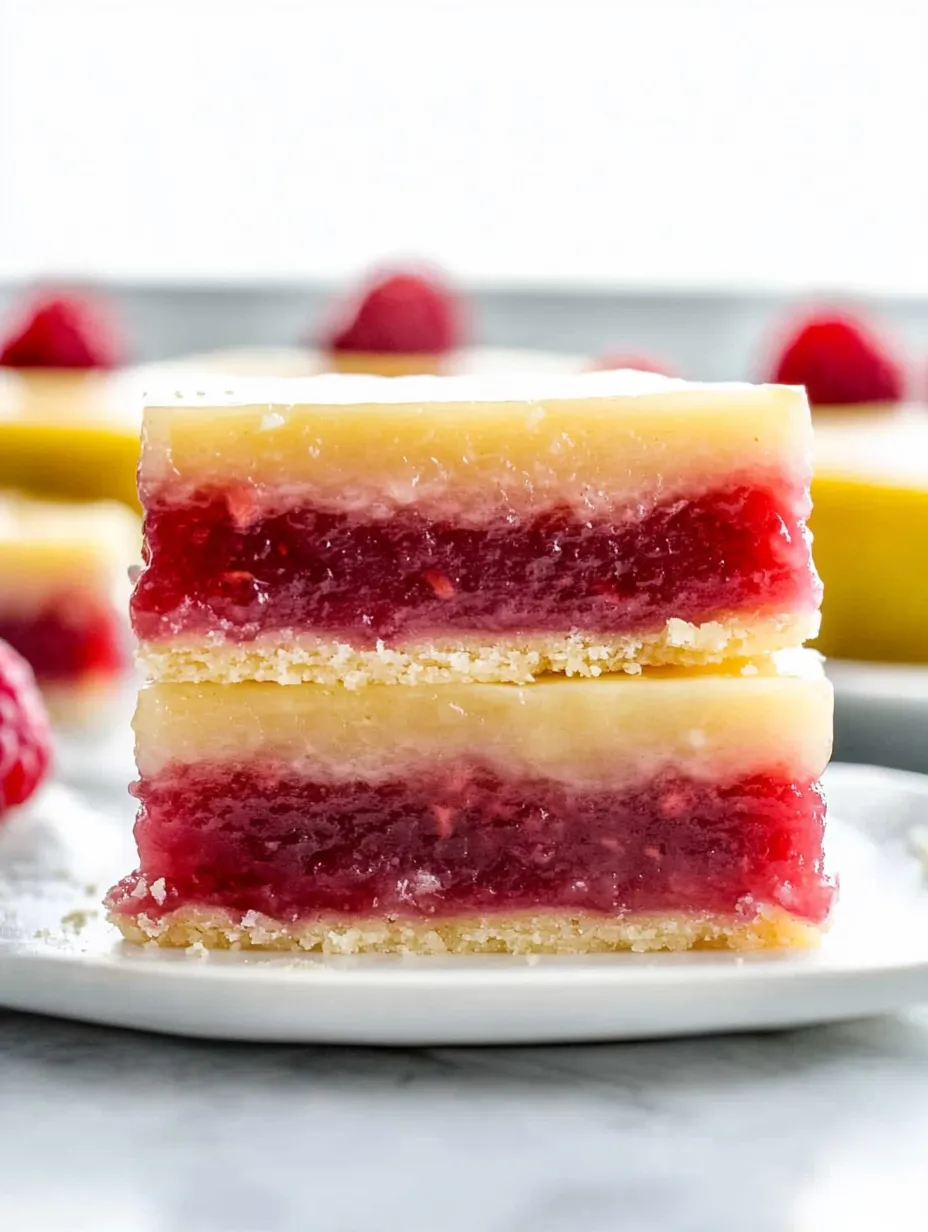 Ein Stück Kuchen mit Himbeeren obendrauf.