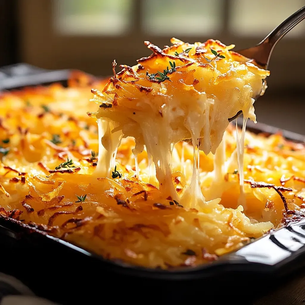 Käsiger Hashbrown-Auflauf.