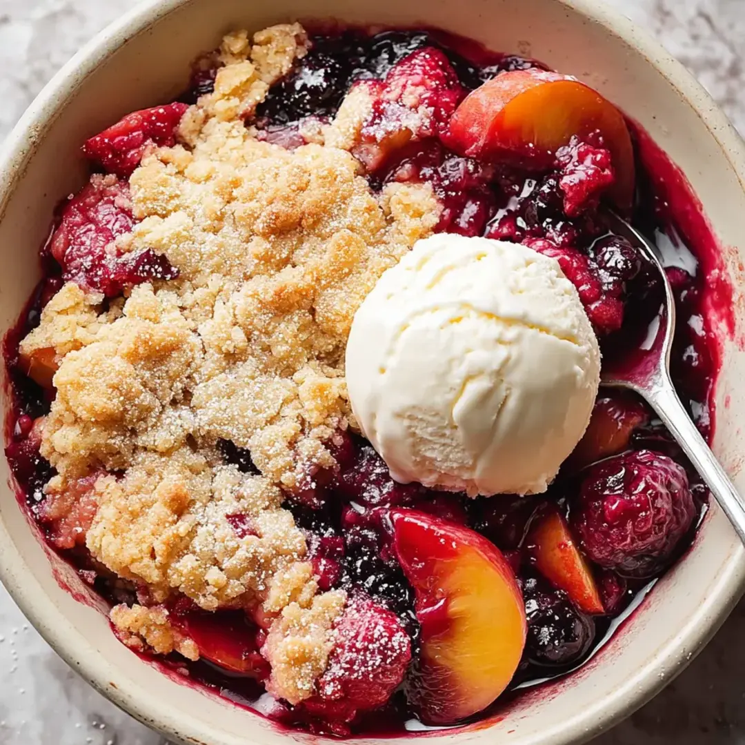 Schüssel mit Frucht und Eis obendrauf.