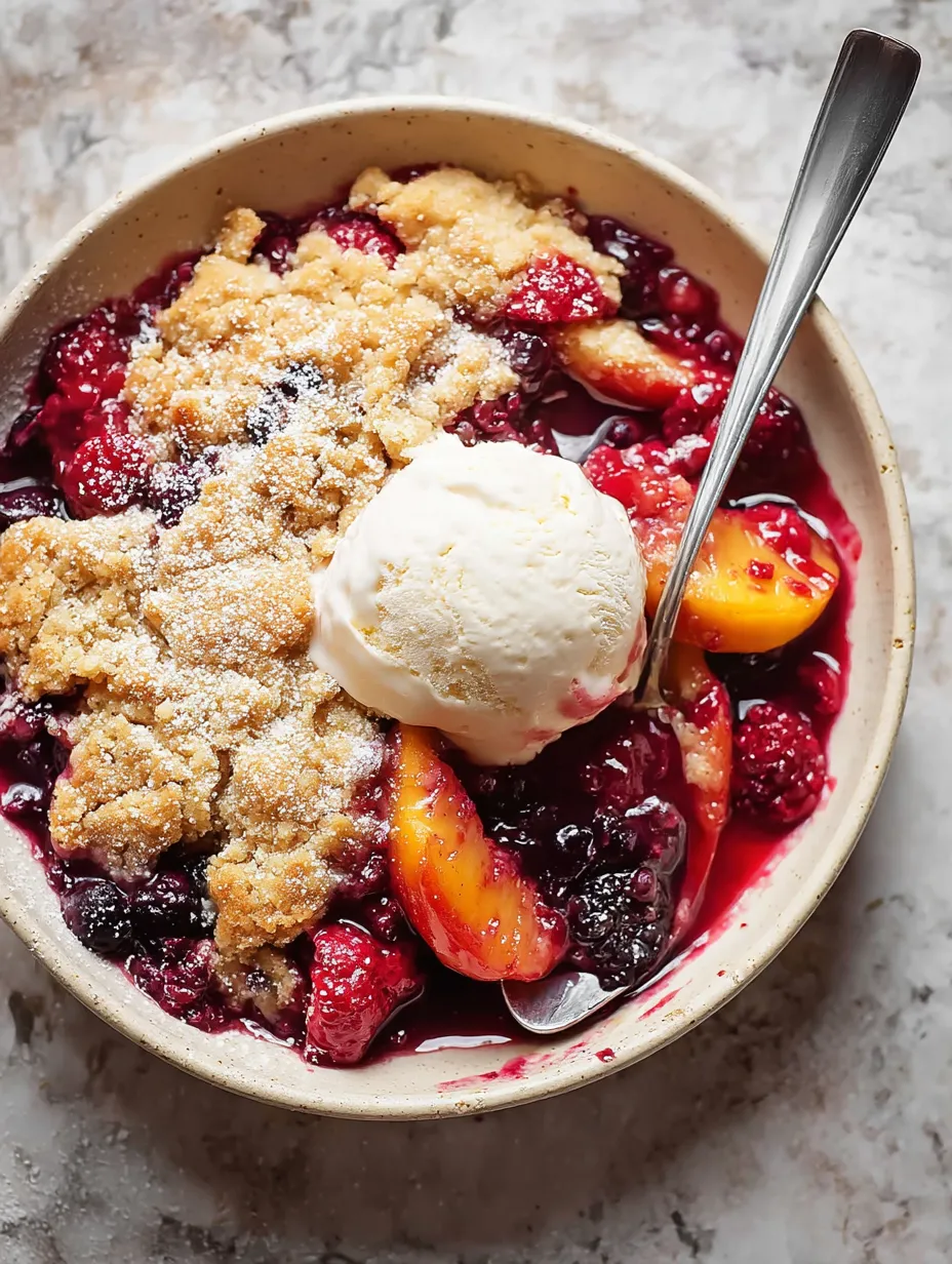 Eine Schale voller Obst, verfeinert mit schmelzendem Eis.
