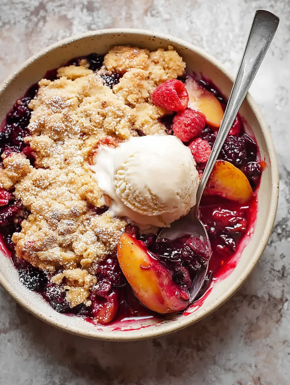 Frucht in einer Schale, getoppt mit cremigem Eis.