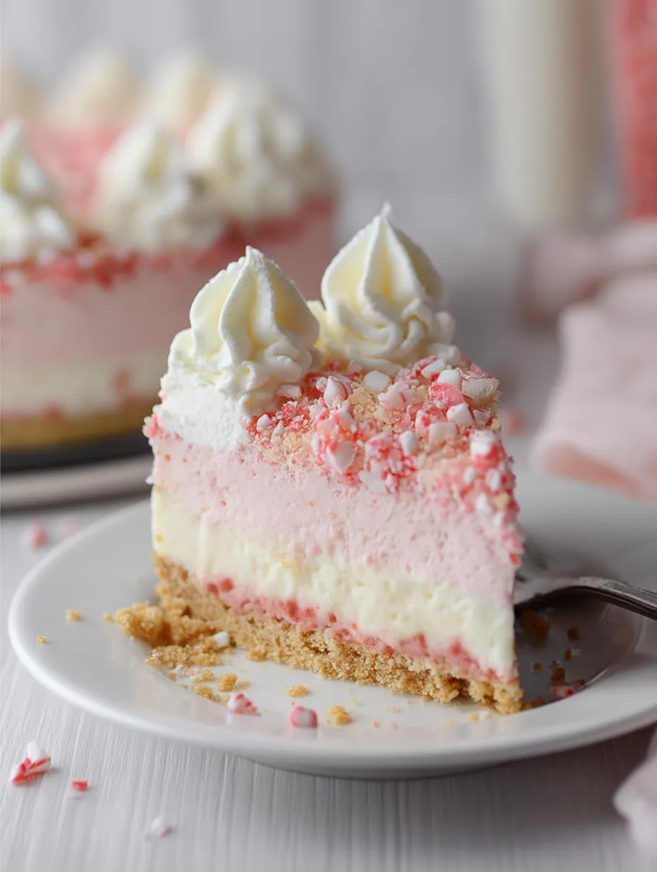 Ein Stück Kuchen mit weißem Topping und roten Streuseln.