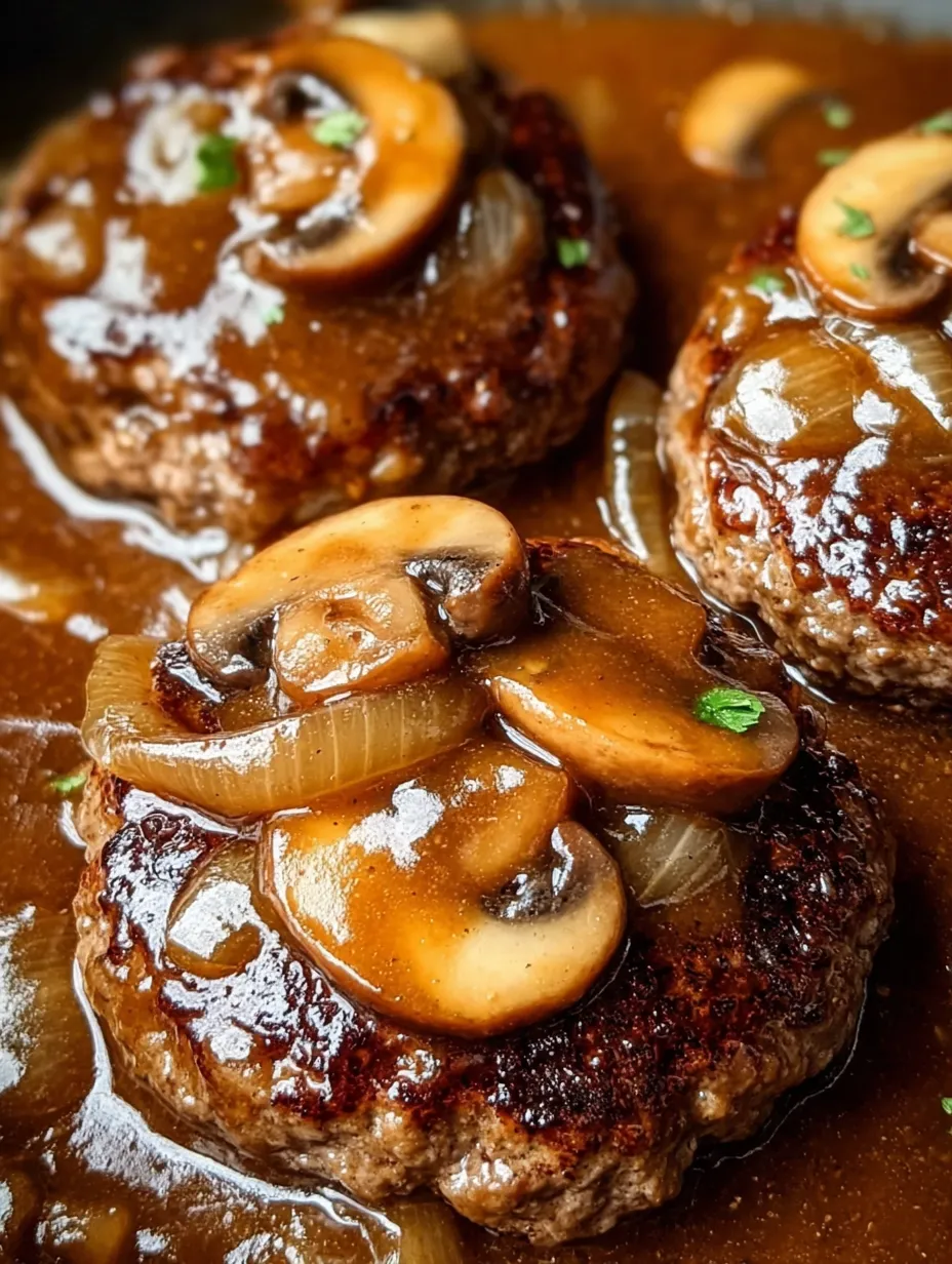 Fleisch mit Pilzen und Zwiebeln.
