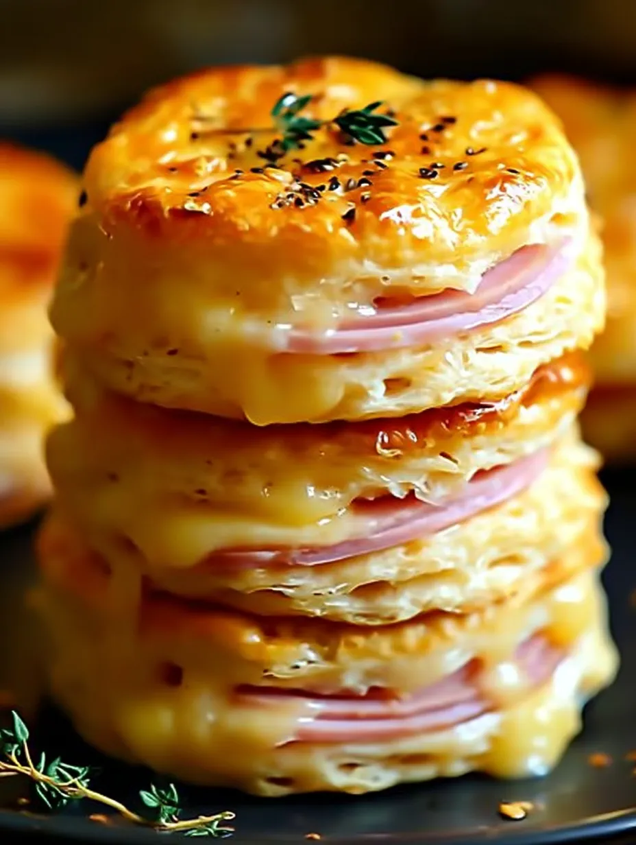 Ein Stapel Schinken-Käse-Brötchen.