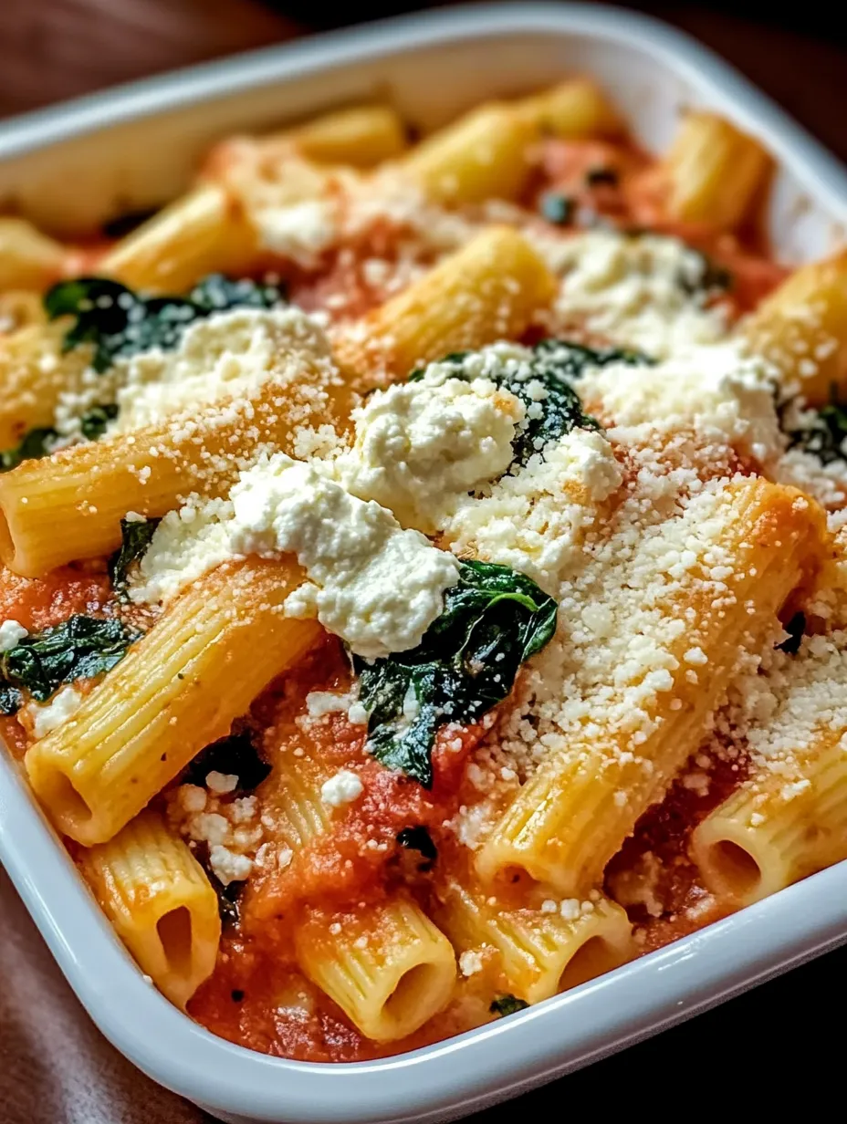 Eine Schüssel Pasta mit Käse und Spinat.