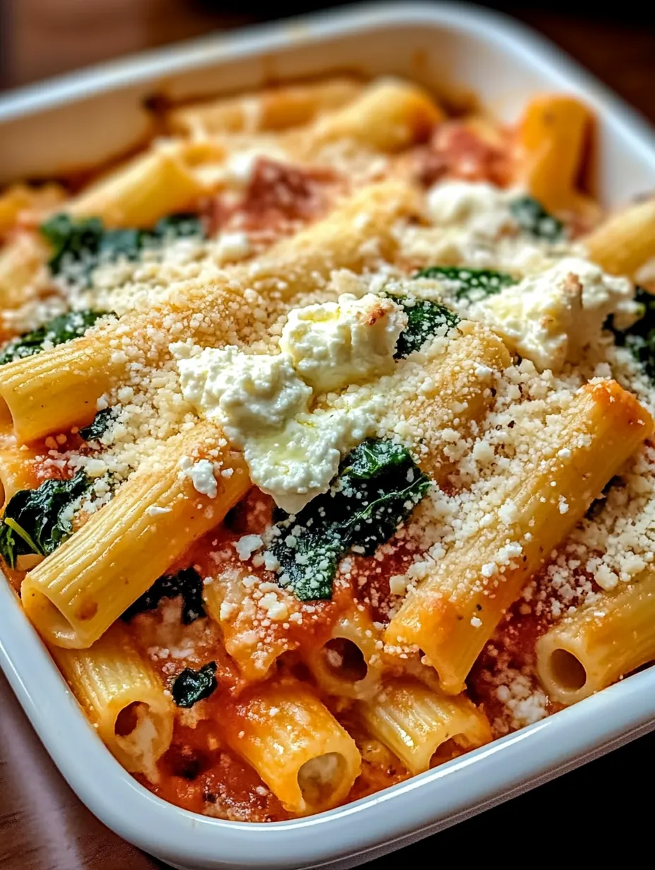 Eine Schüssel Pasta mit Käse und Spinat.