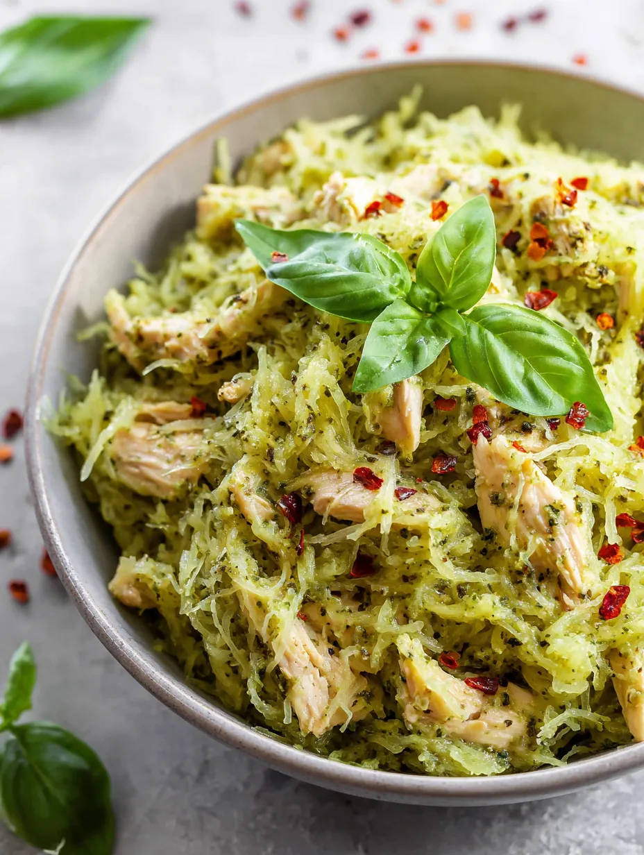 Chicken Pesto Spaghetti Kürbis paleo Abendessen