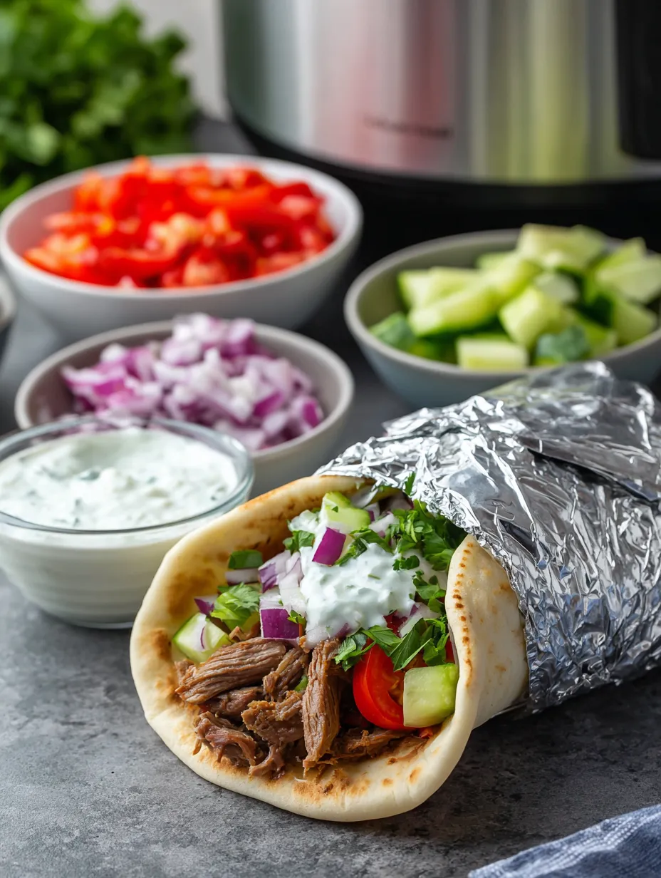 Verschiedene Speisen auf dem Tisch – Wrap, Gemüseschüssel und Fleisch.