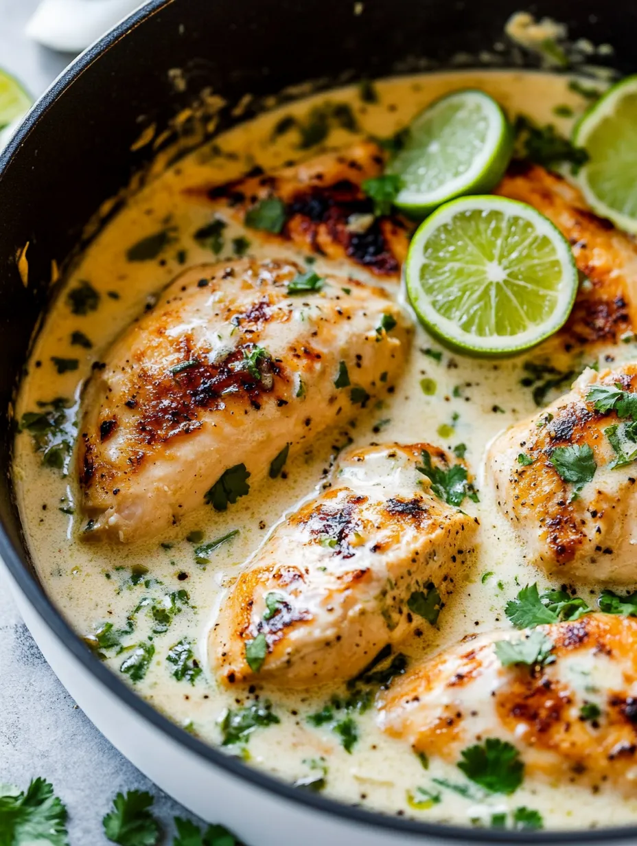 Eine Schüssel Hähnchen mit Limetten oben drauf.