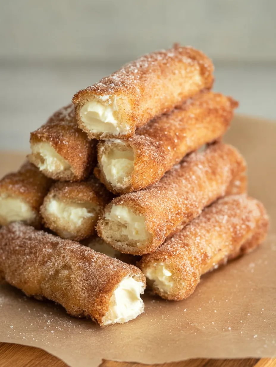 Ein Stapel mit Puderzucker bestäubter Donuts.