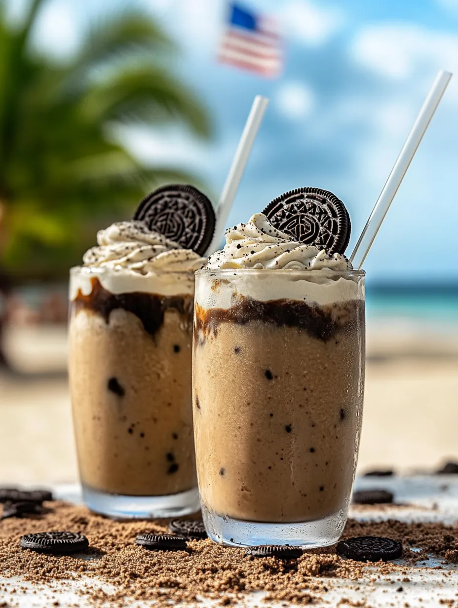 Zwei Gläser cremiger Shakes mit Cookies und Sahne.