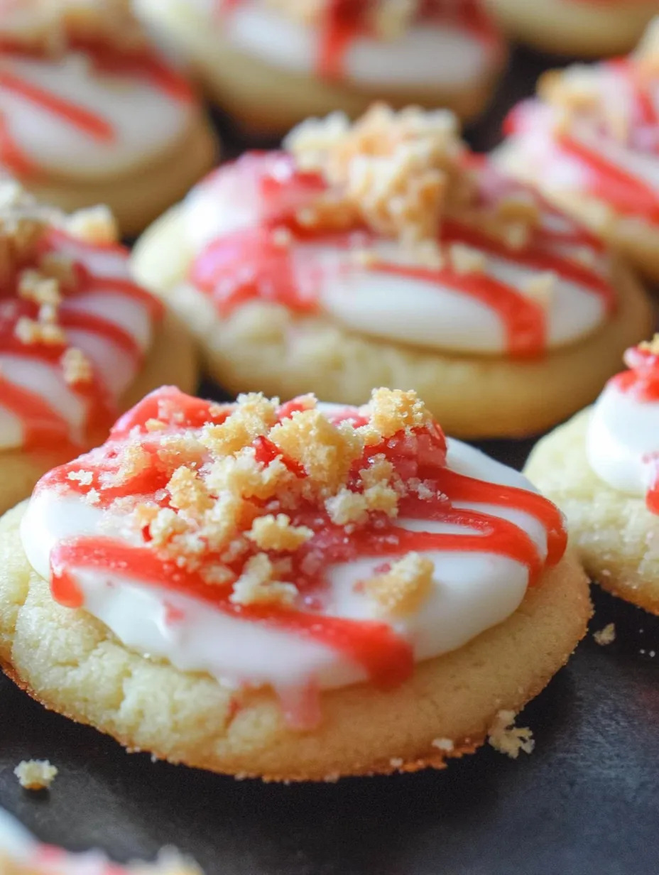 Teller voller Plätzchen mit rotem Zuckerguss.