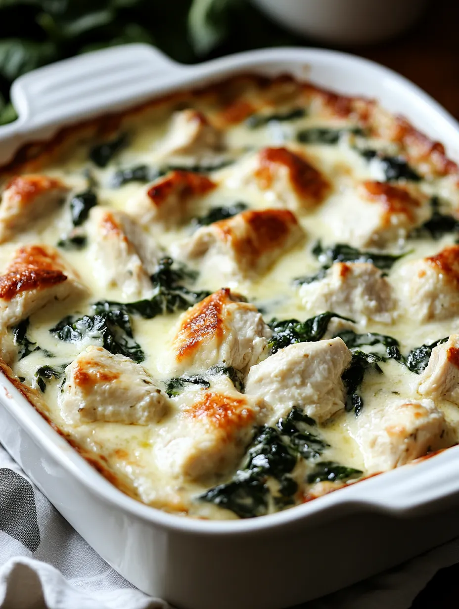 Weiße Schale mit Hühnchen und Spinat.