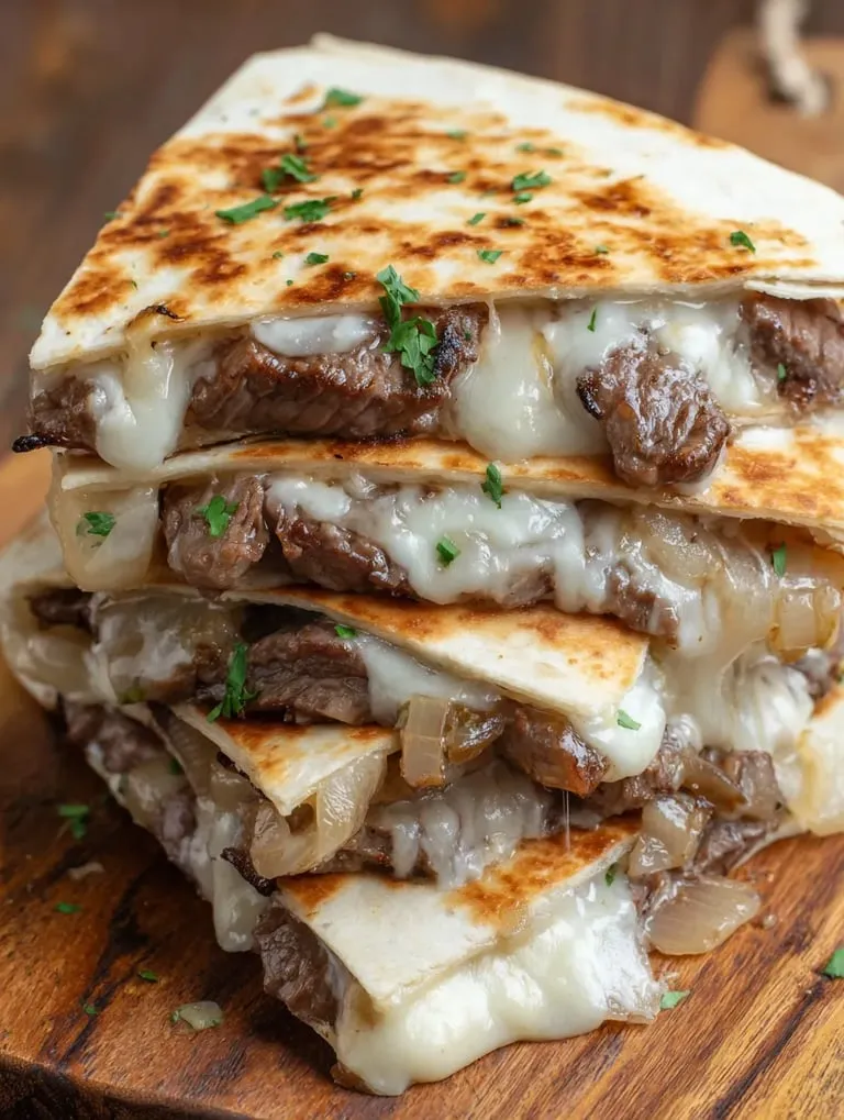Ein Stapel Tacos mit Rindfleisch und Käse.