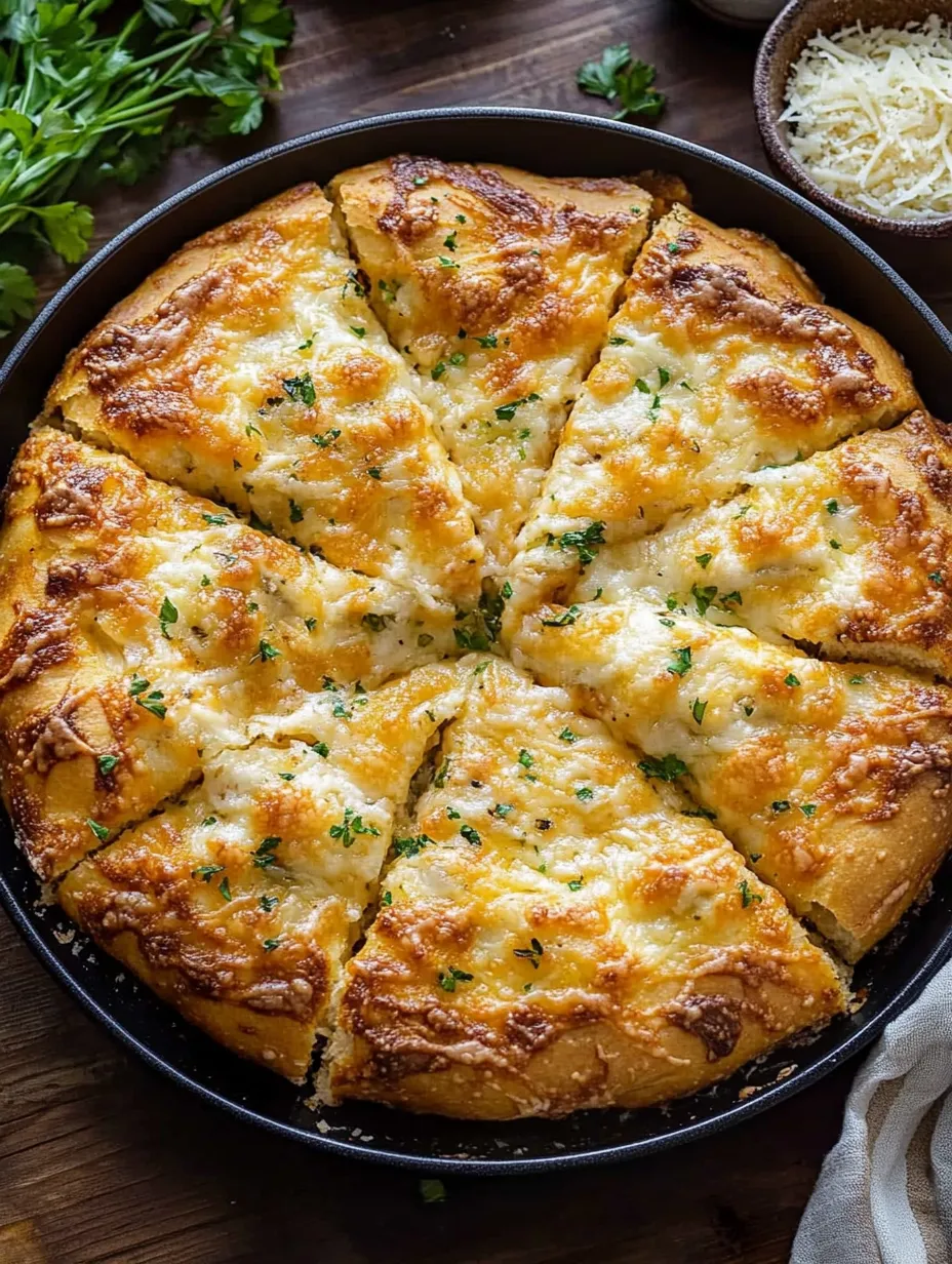 Eine Pizza mit Käse und Kräutern obendrauf.