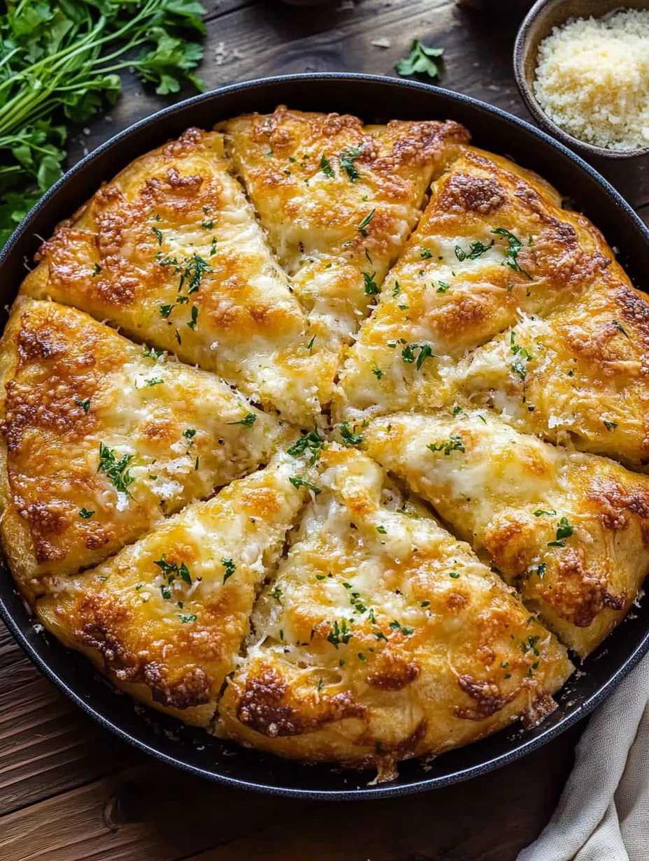 Eine Pizza mit Käse und Kräutern.