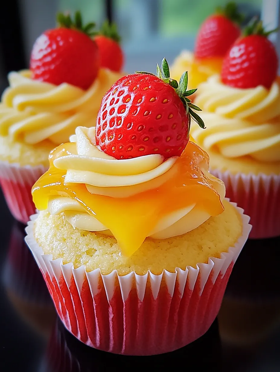 Ein Cupcake getoppt mit Erdbeere.