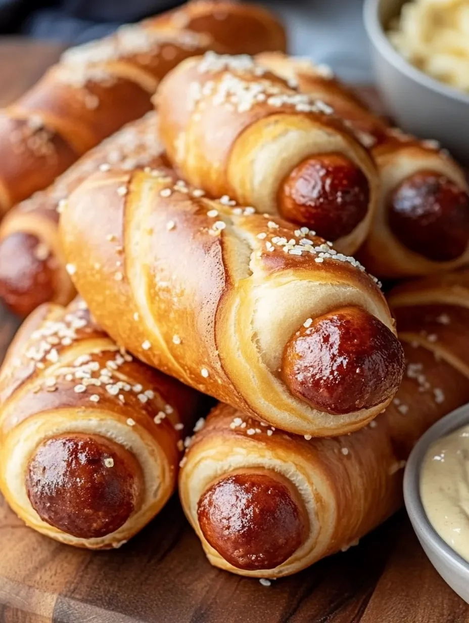 Würstchen im Teigmantel mit Senf.