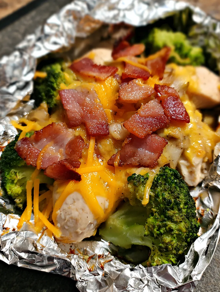Bacon und Brokkoli auf Folie angerichtet.