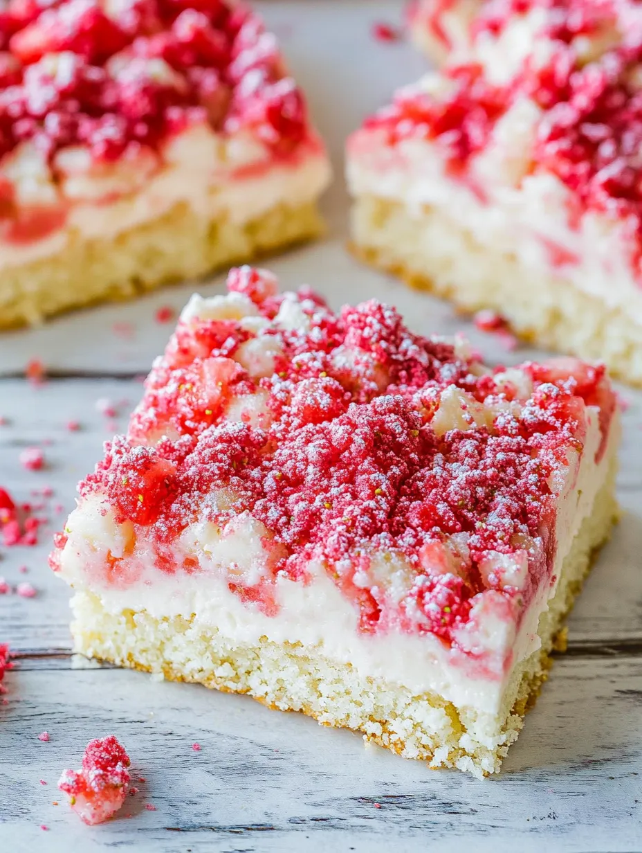 Ein Kuchenstück mit heller Creme und roten Beeren.