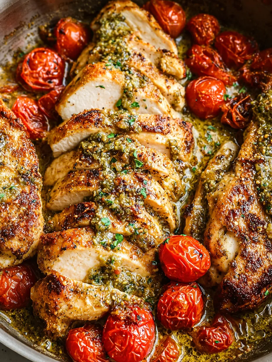 Hähnchen mit Tomaten und Kräutern.