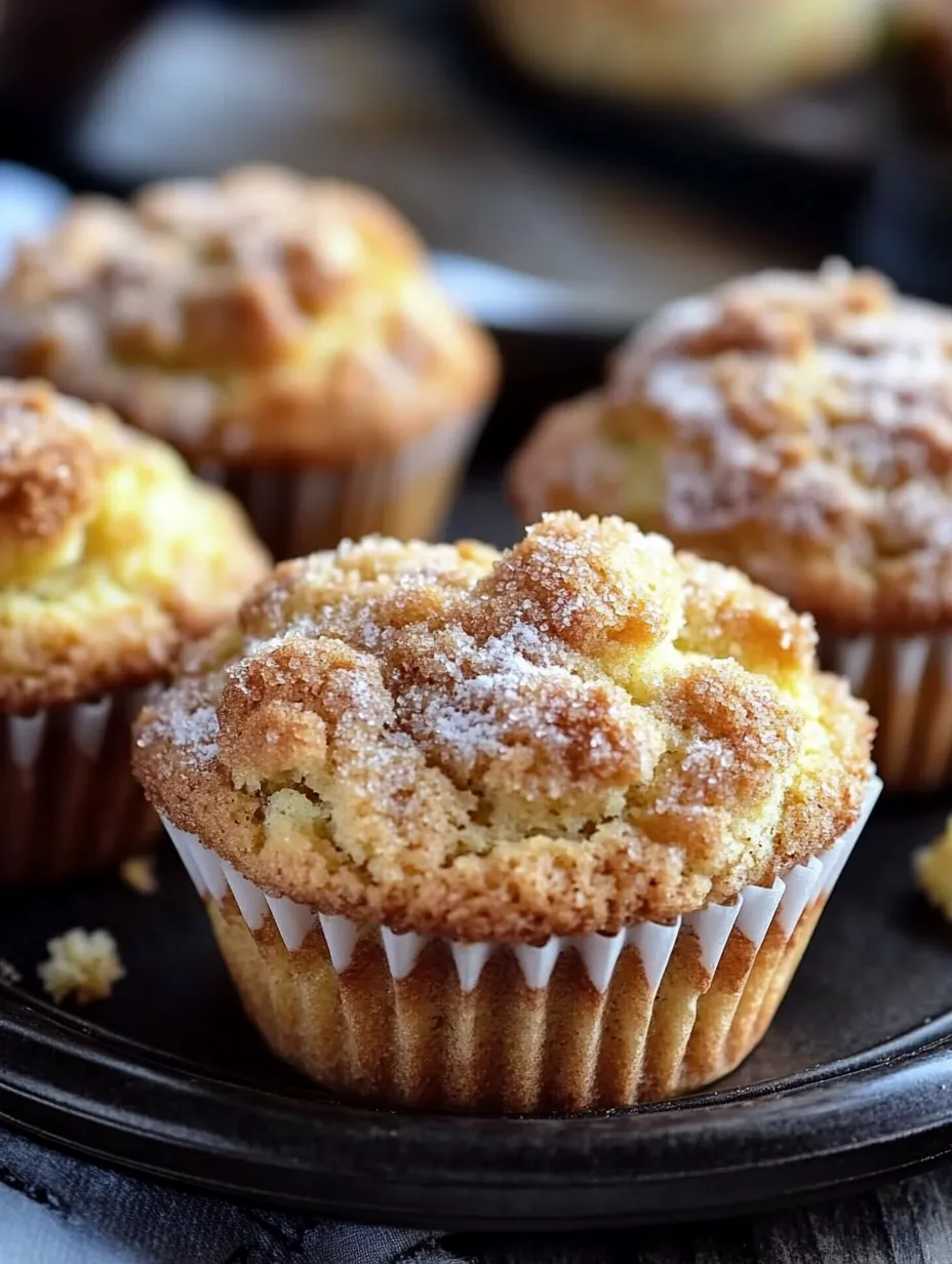 Ein Muffin mit Puderzucker oben drauf.