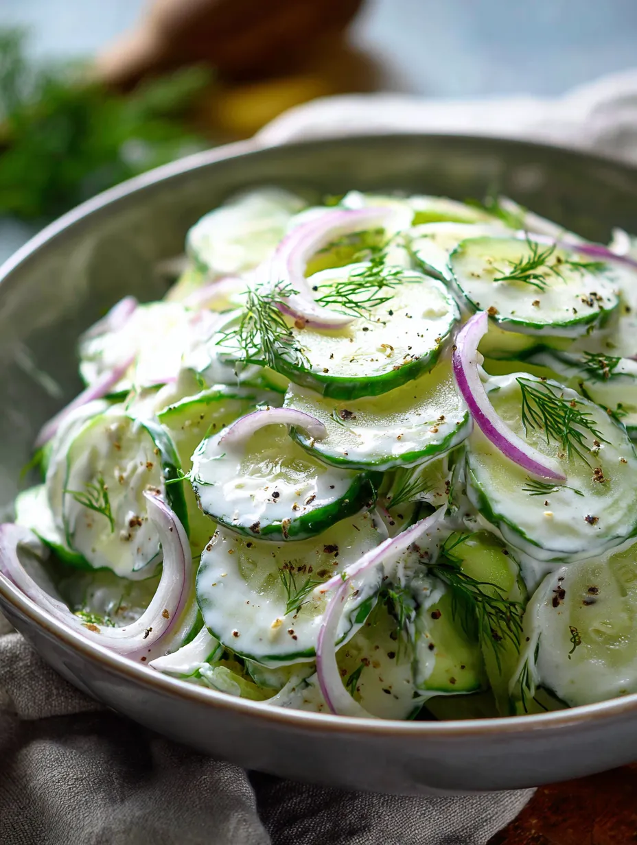 Schale voller Gurkensalat.