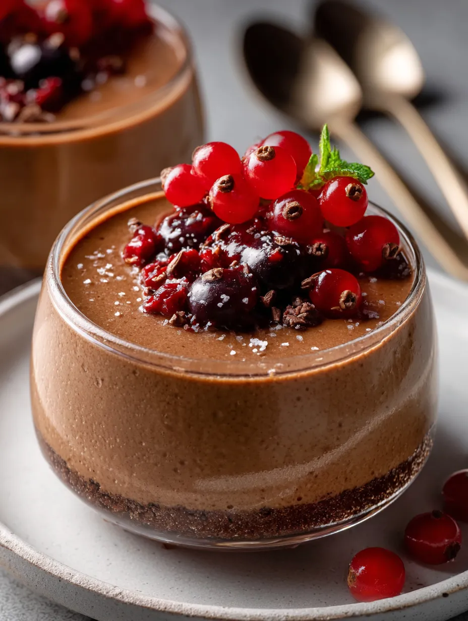 Ein Schokodessert mit Beeren obendrauf.
