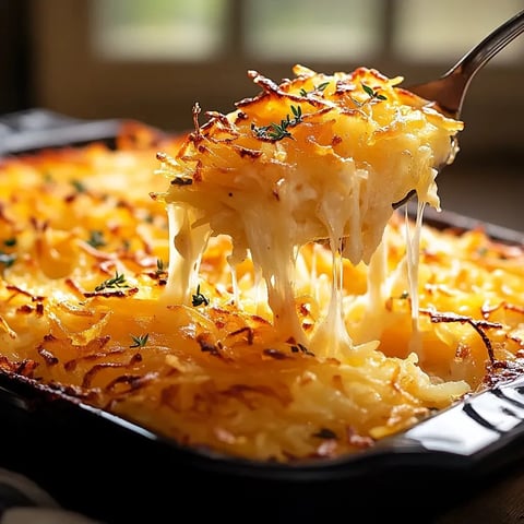 Käsiger Hashbrown-Auflauf.