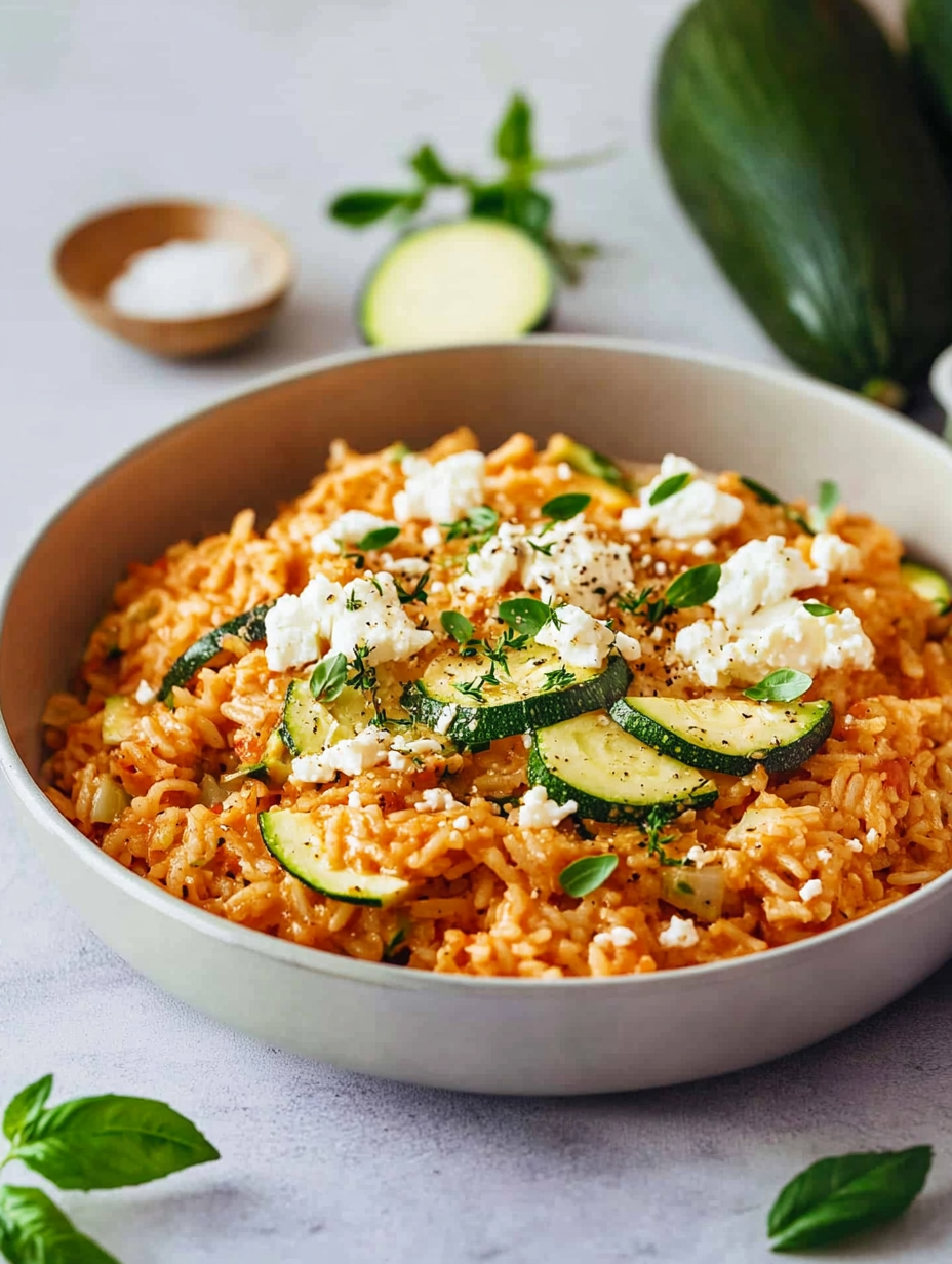 Die beste Zucchini-Reispfanne mit Feta