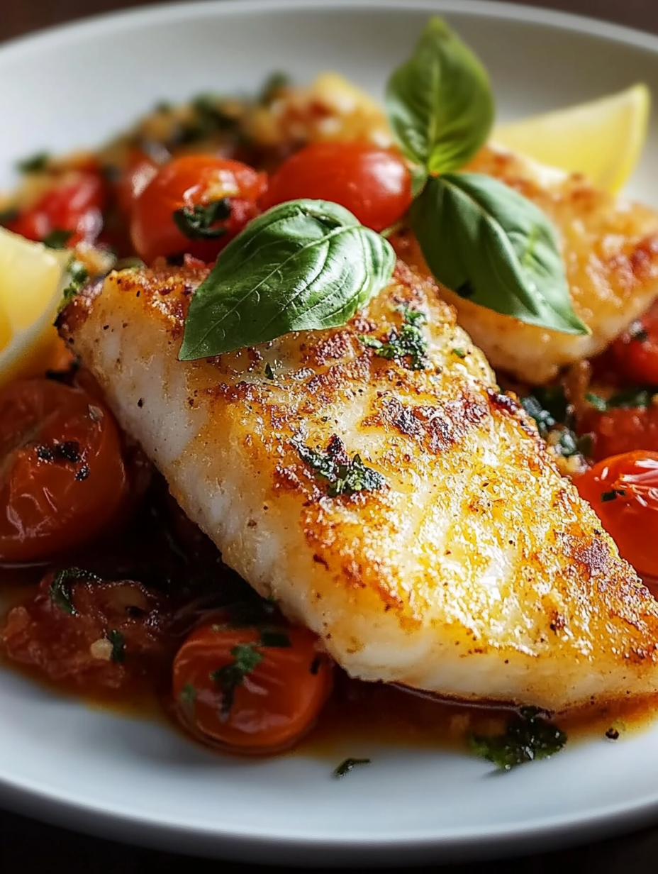 The Best Fried Mediterranean cod in tomato and basil sauce