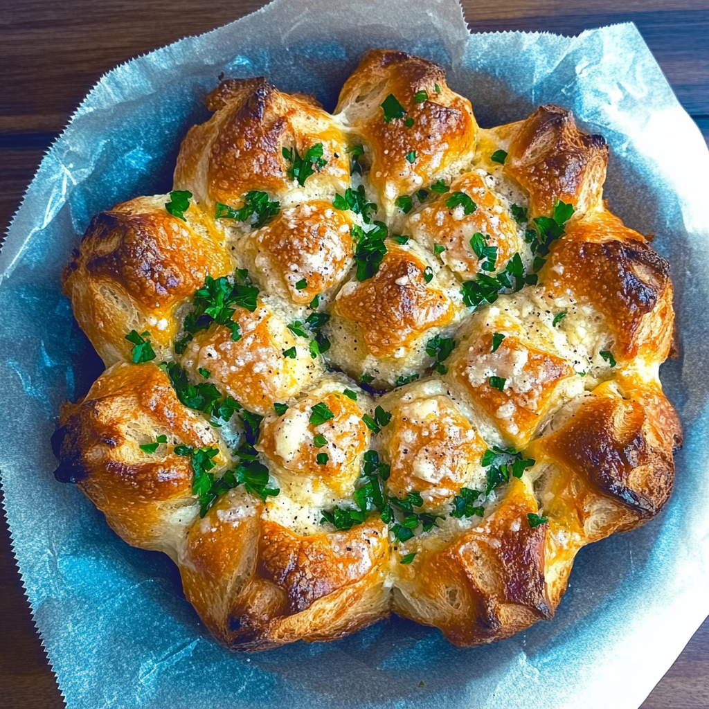 Rezept für Zupfbrot mit Käse und Knoblauch