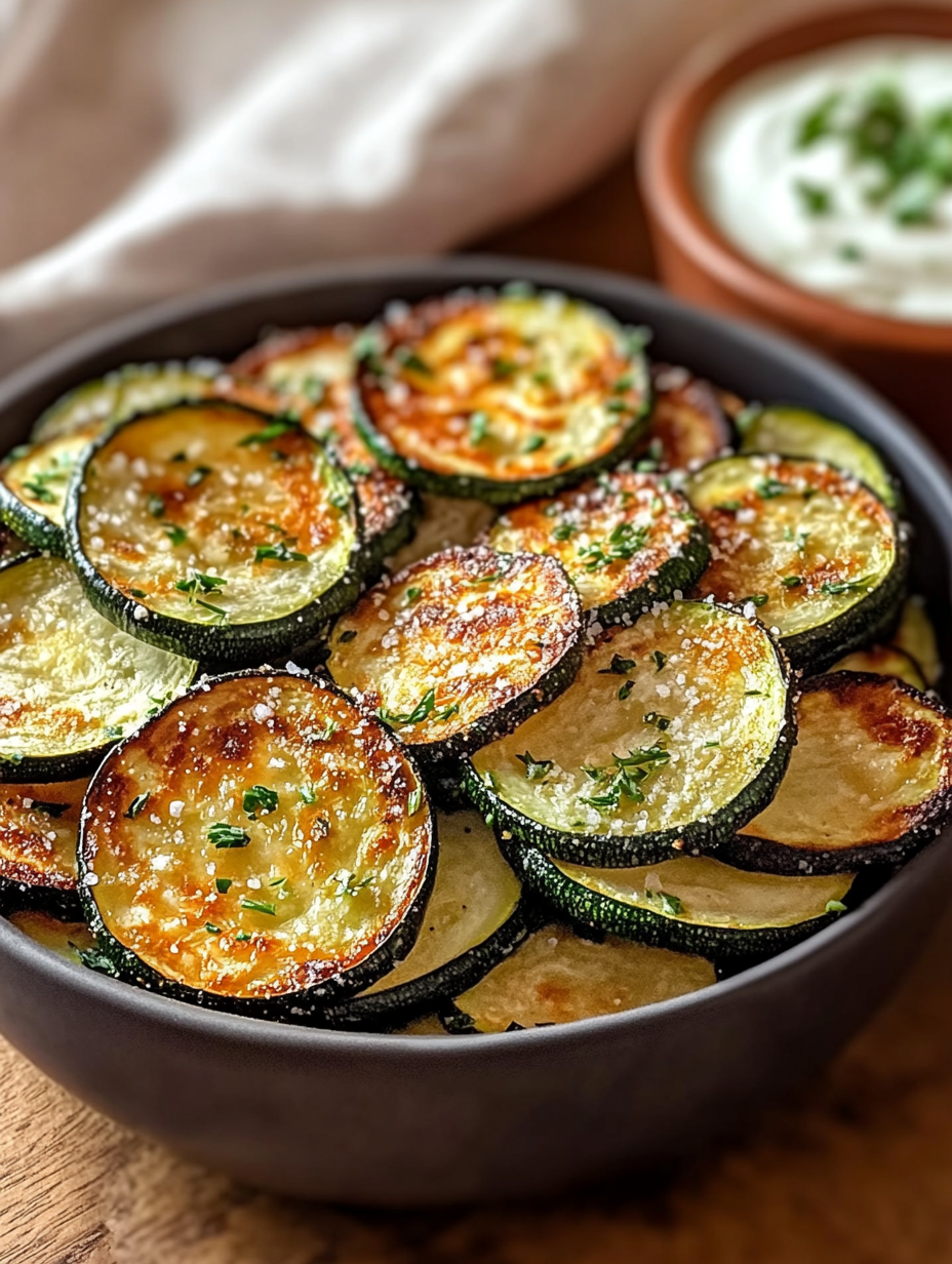 Zucchinichips mit Kräuterdip aus der Heißluftfritteuse