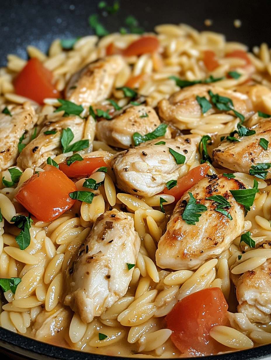 Rezept für One Pot Orzo-Nudeln mit Hühnchen