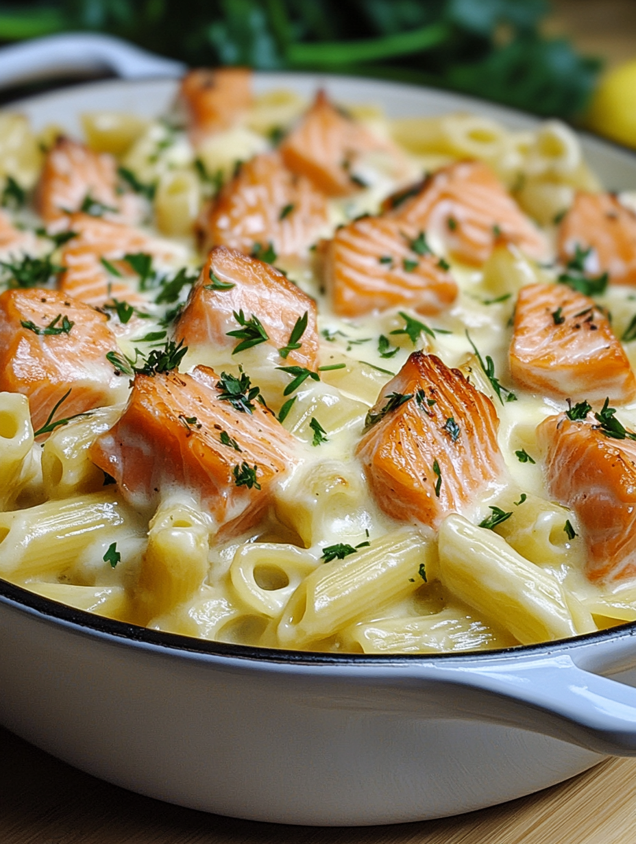 Der beste Nudelauflauf mit Lachs und Sahne