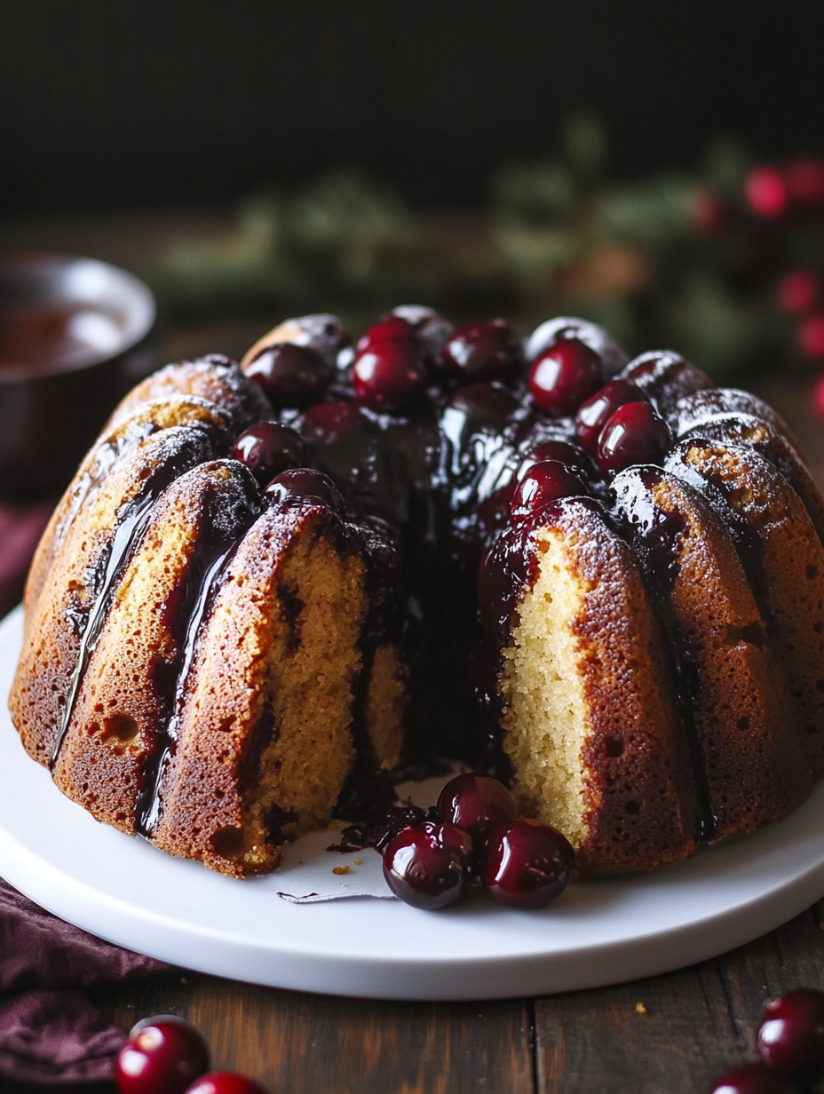 Rezept für Weihnachts-Lebkuchen-Gugelhupf mit Kirschen