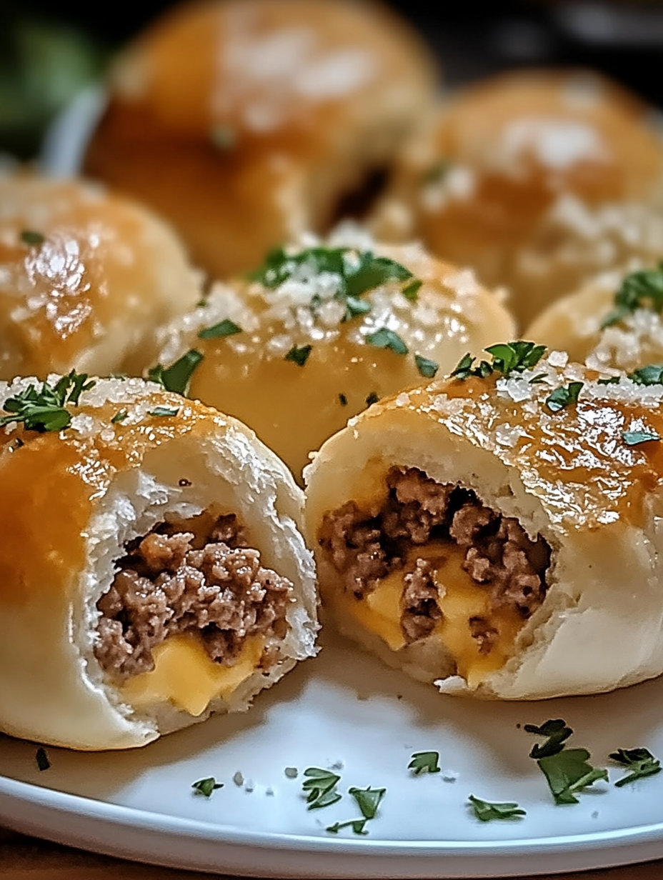 Rezept für Cheeseburger-Bomben mit Knoblauch und Parmesan