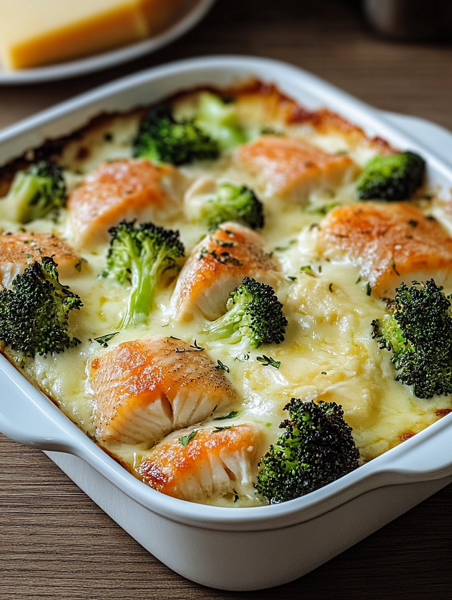 A white bowl filled with broccoli and fish.