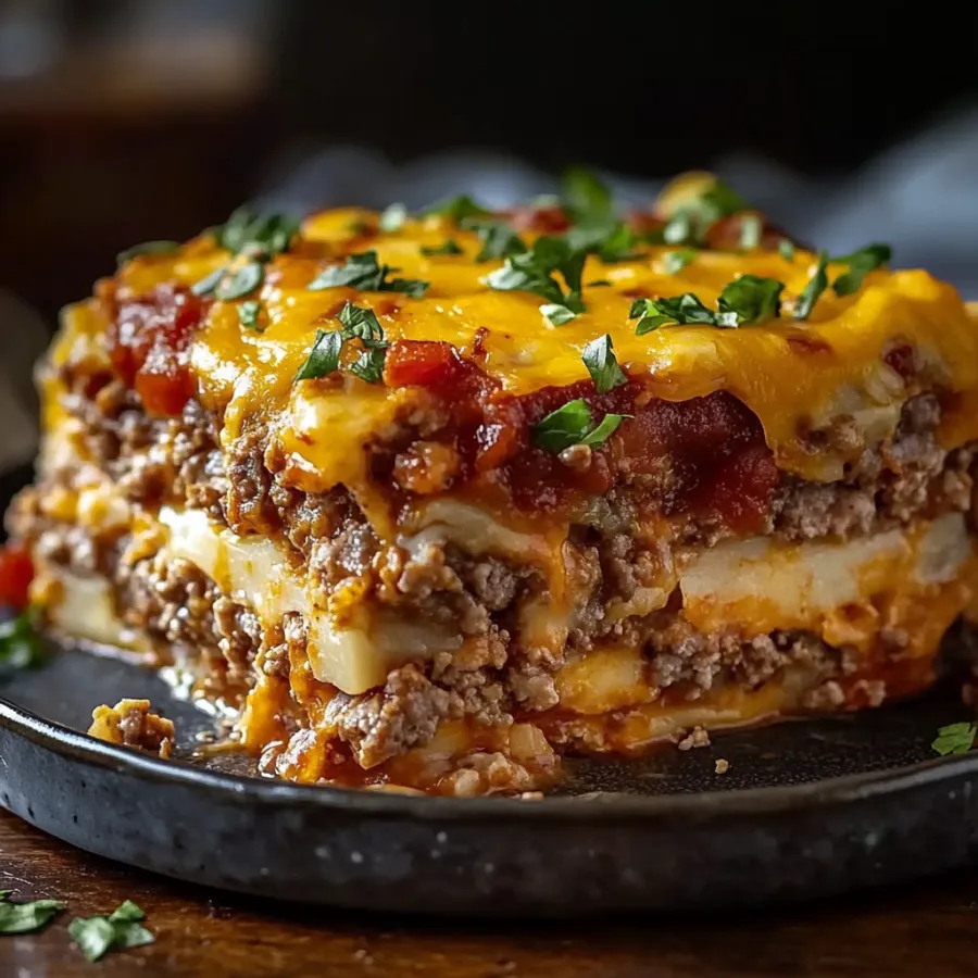Hackauflauf mit cremigem Kartoffelpüree und Käsekruste