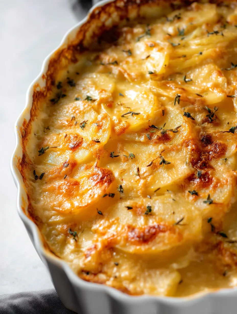Ein Teller mit Kartoffelgratin.