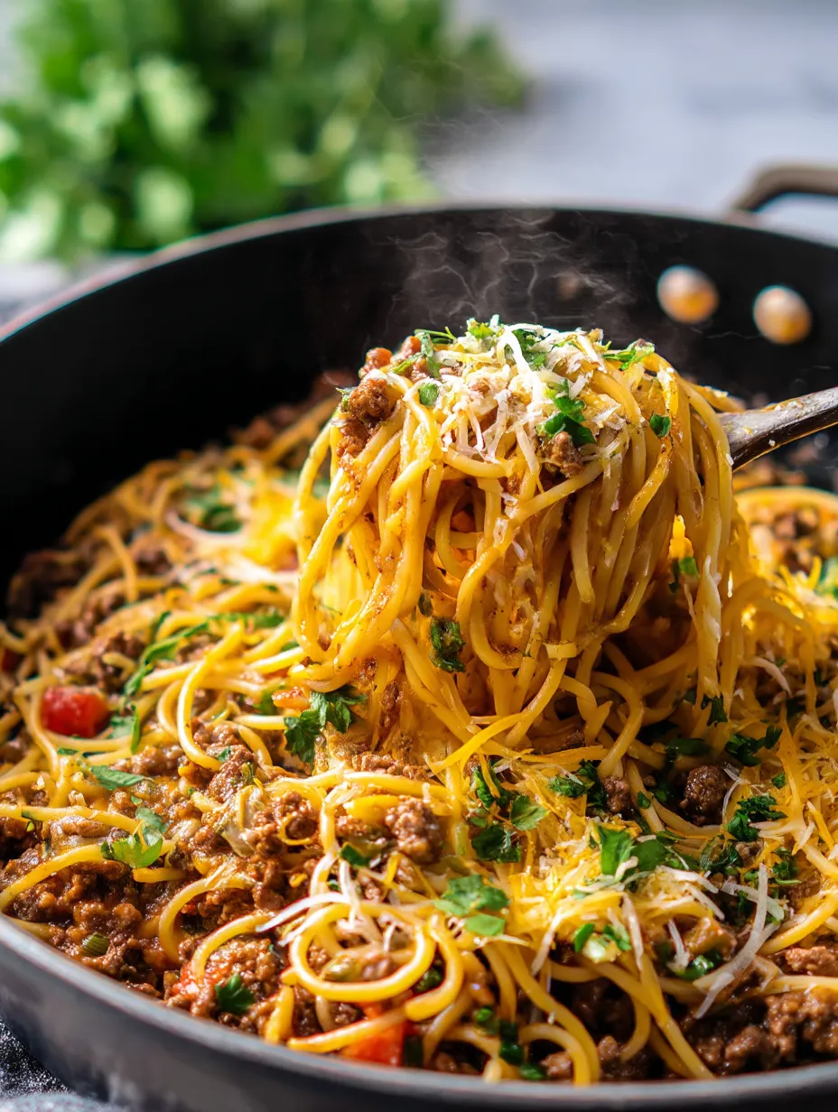 Eine Schüssel Spaghetti mit Fleischsoße.