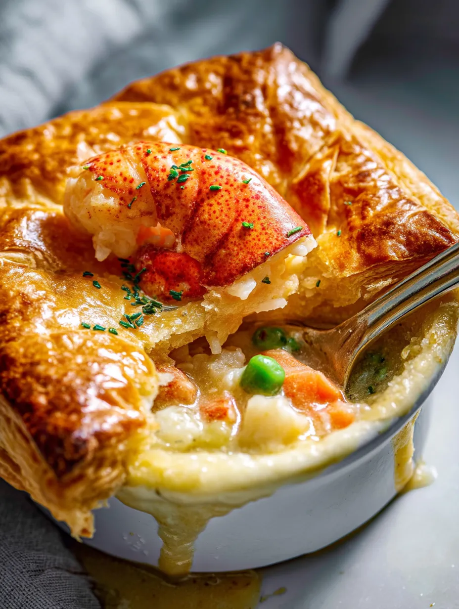 Eine Schüssel Suppe mit einer Hummerschere obendrauf.
