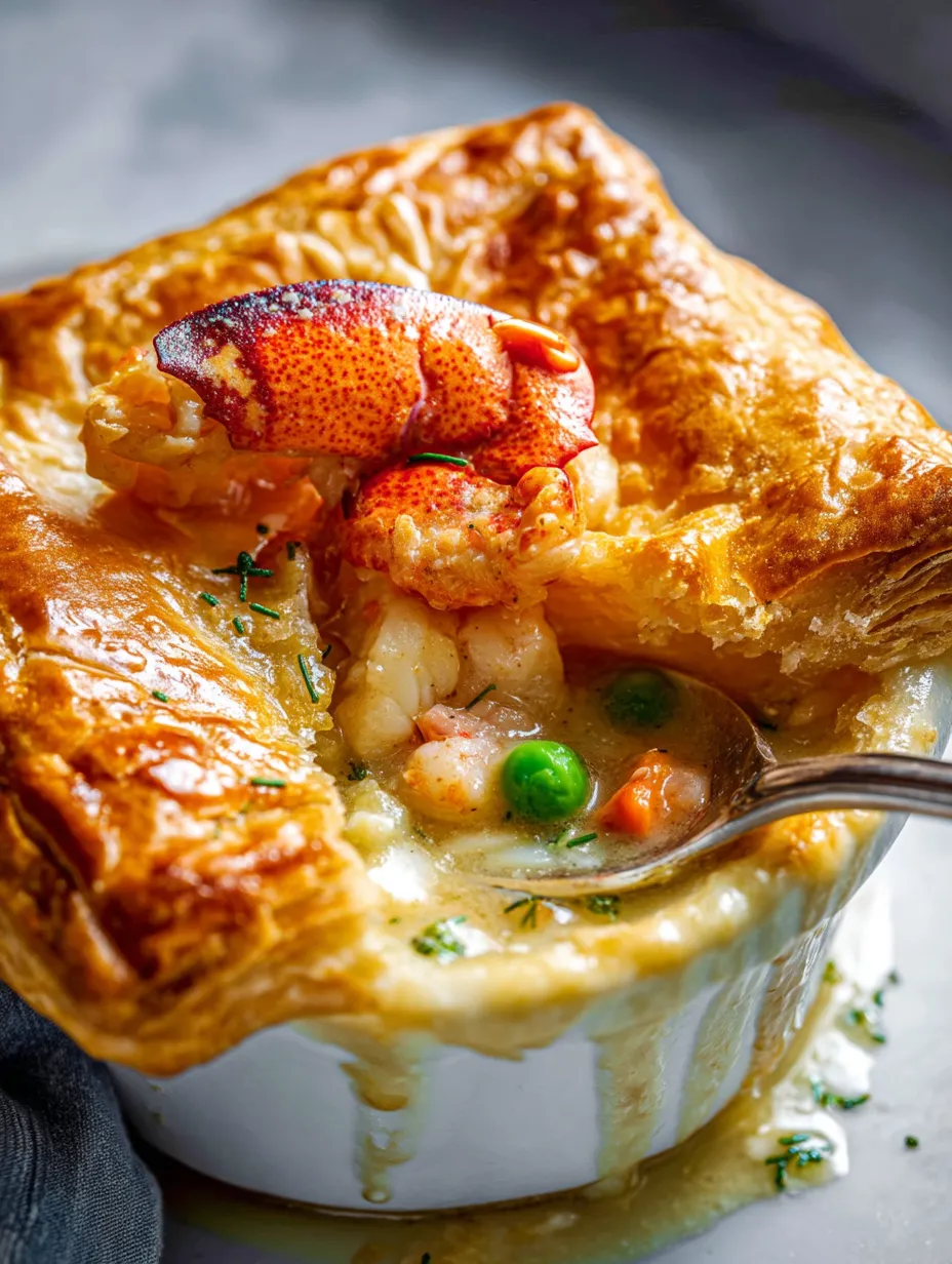 Eine Schüssel Suppe mit einer Hummerschere obendrauf.