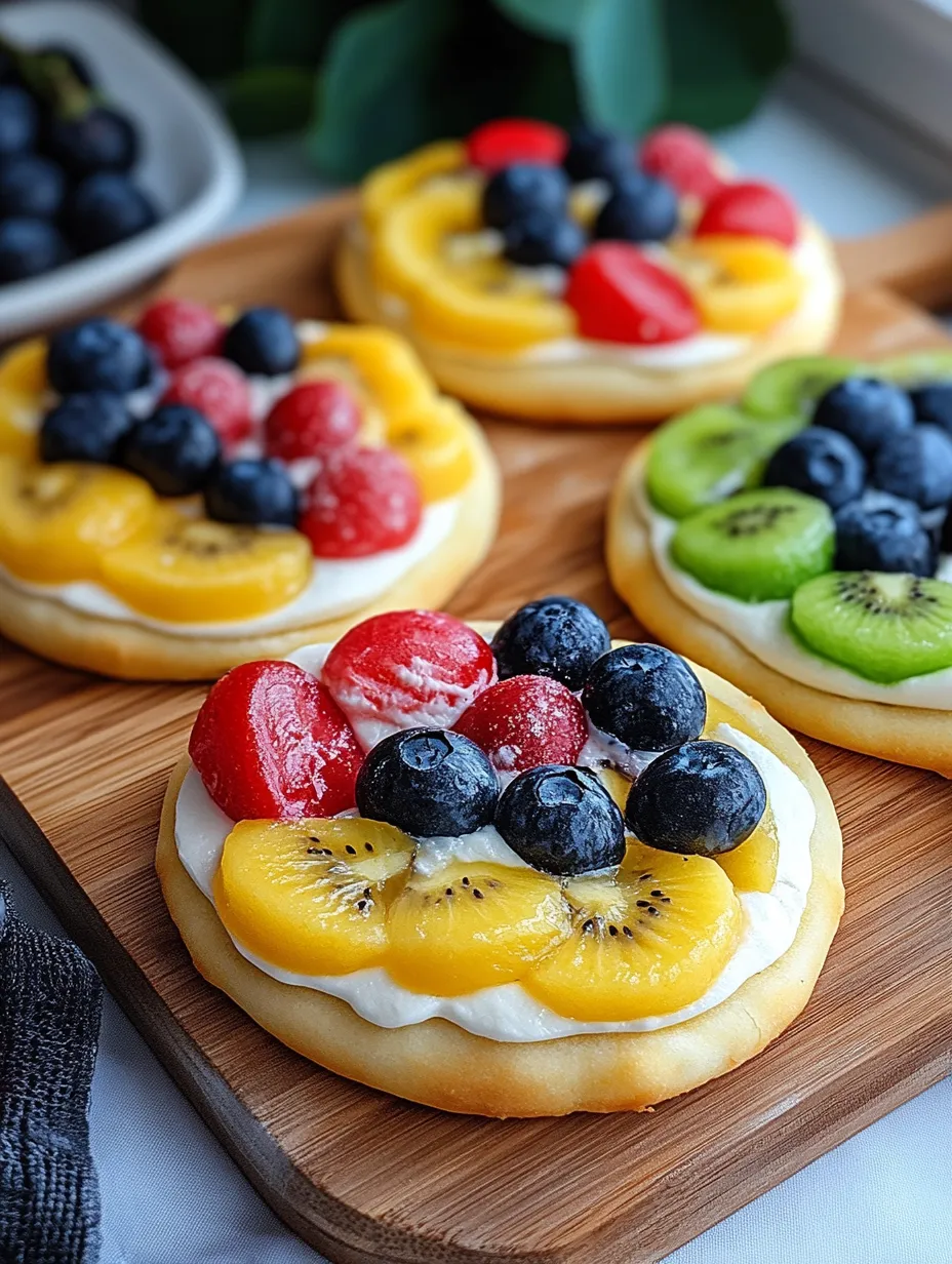 Ein Teller mit obstbelegten Keksen.