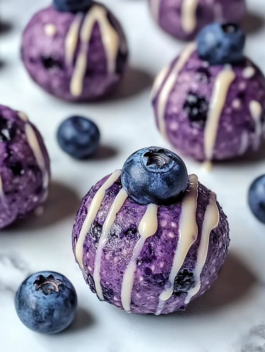Ein lila Dessert mit einer Heidelbeere obendrauf.
