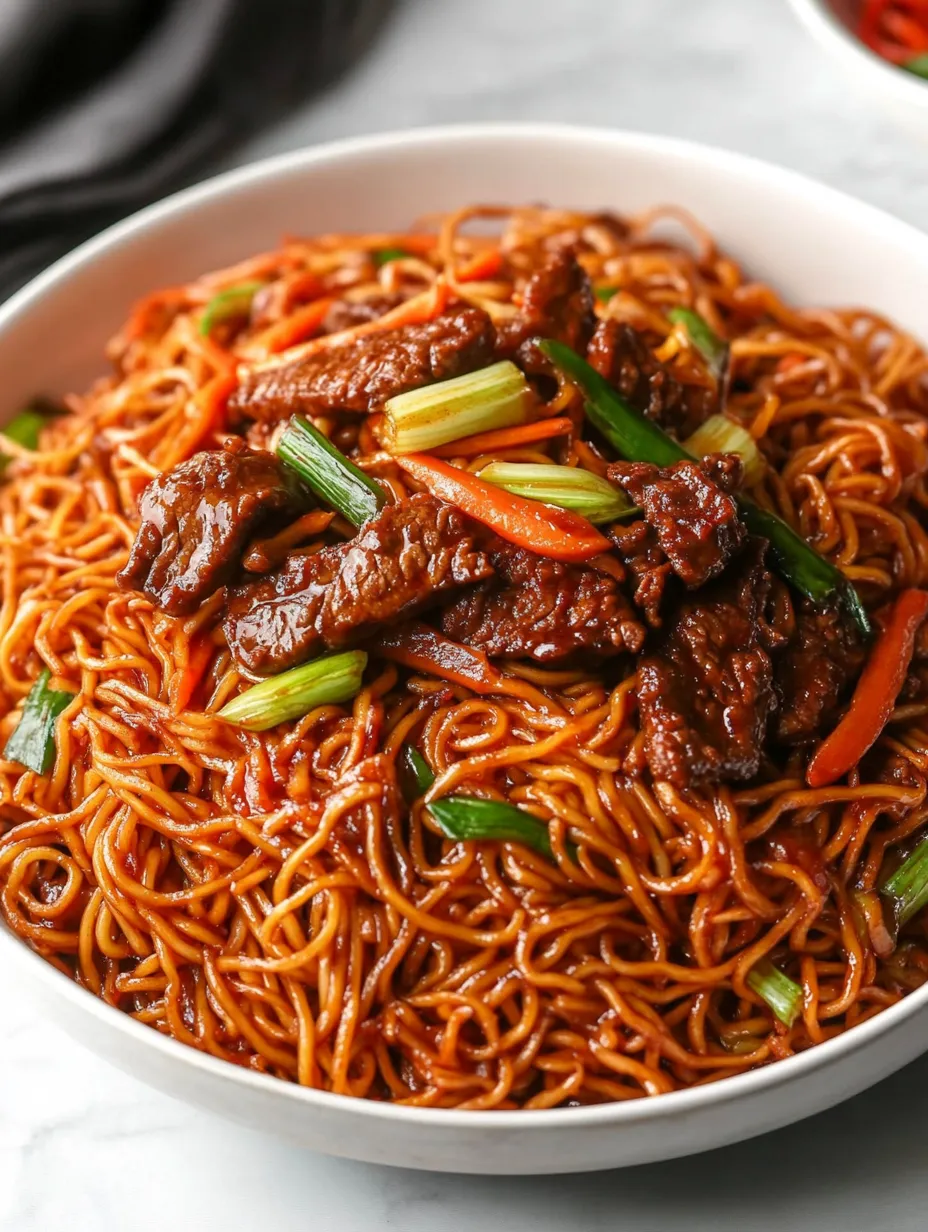 Eine Schüssel mit Nudeln, Fleisch und Gemüse.