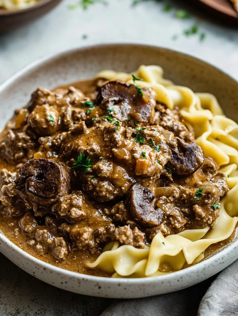Eine Schüssel Nudeln mit Fleischsoße.